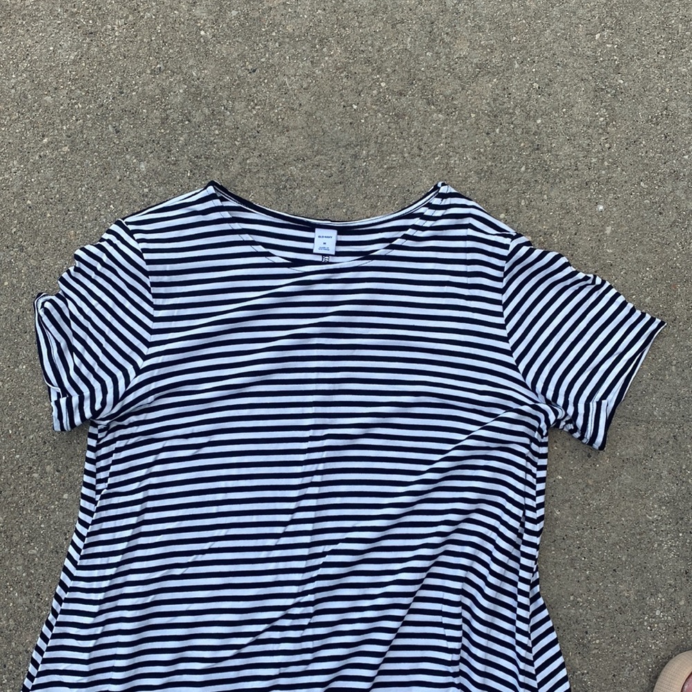 Old Navy Black and White Stripped Swing Dress - Picture 3 of 5